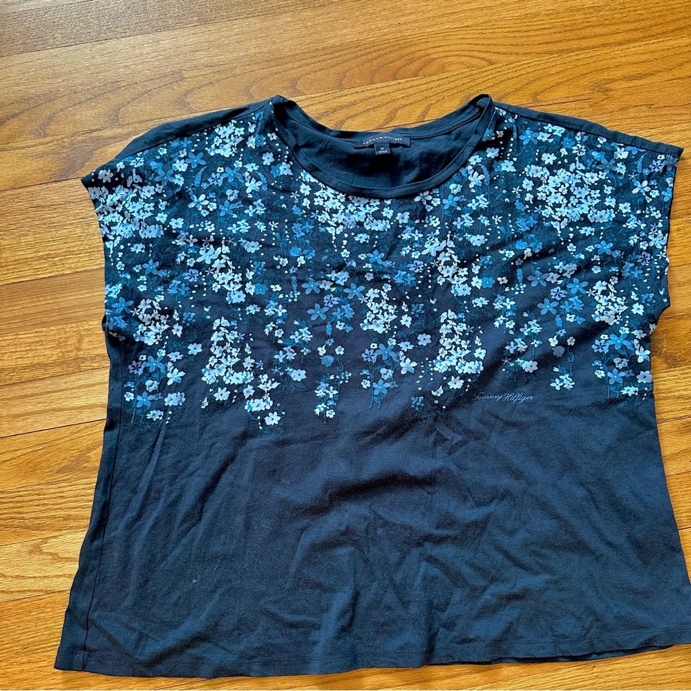 Tommy Hilfiger Floral Short Sleeve Tee - Blue Blossom Print
